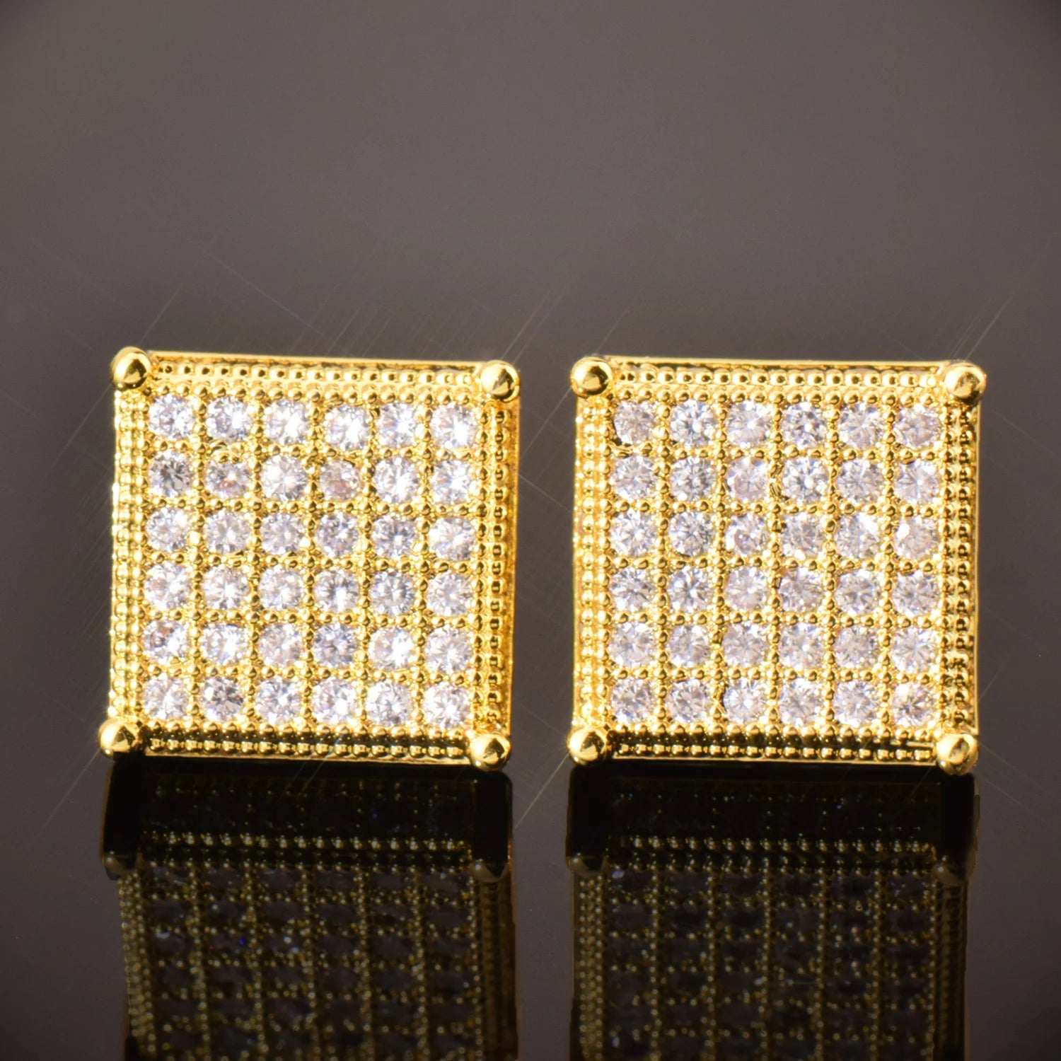 11mm Square Cut Pave Earrings - Different Drips