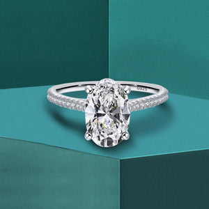 Women's S925 Moissanite Oval Solitaire Ring - Different Drips