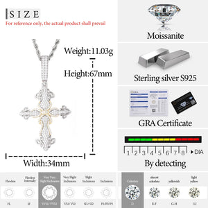 S925 Moissanite Diamond Clover Cross Pendant - Different Drips