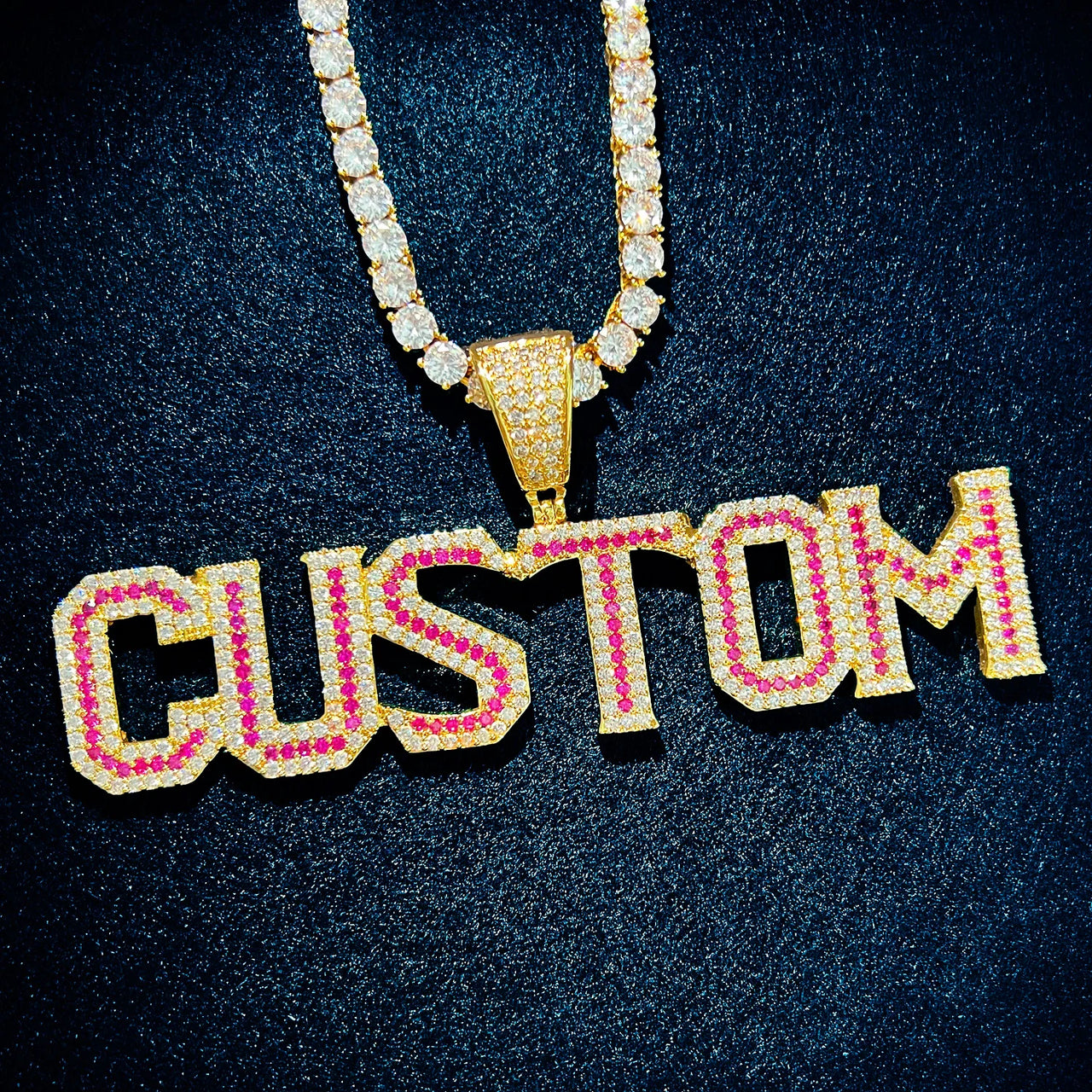 Red Diamond Varsity Custom Letter Pendant - Different Drips