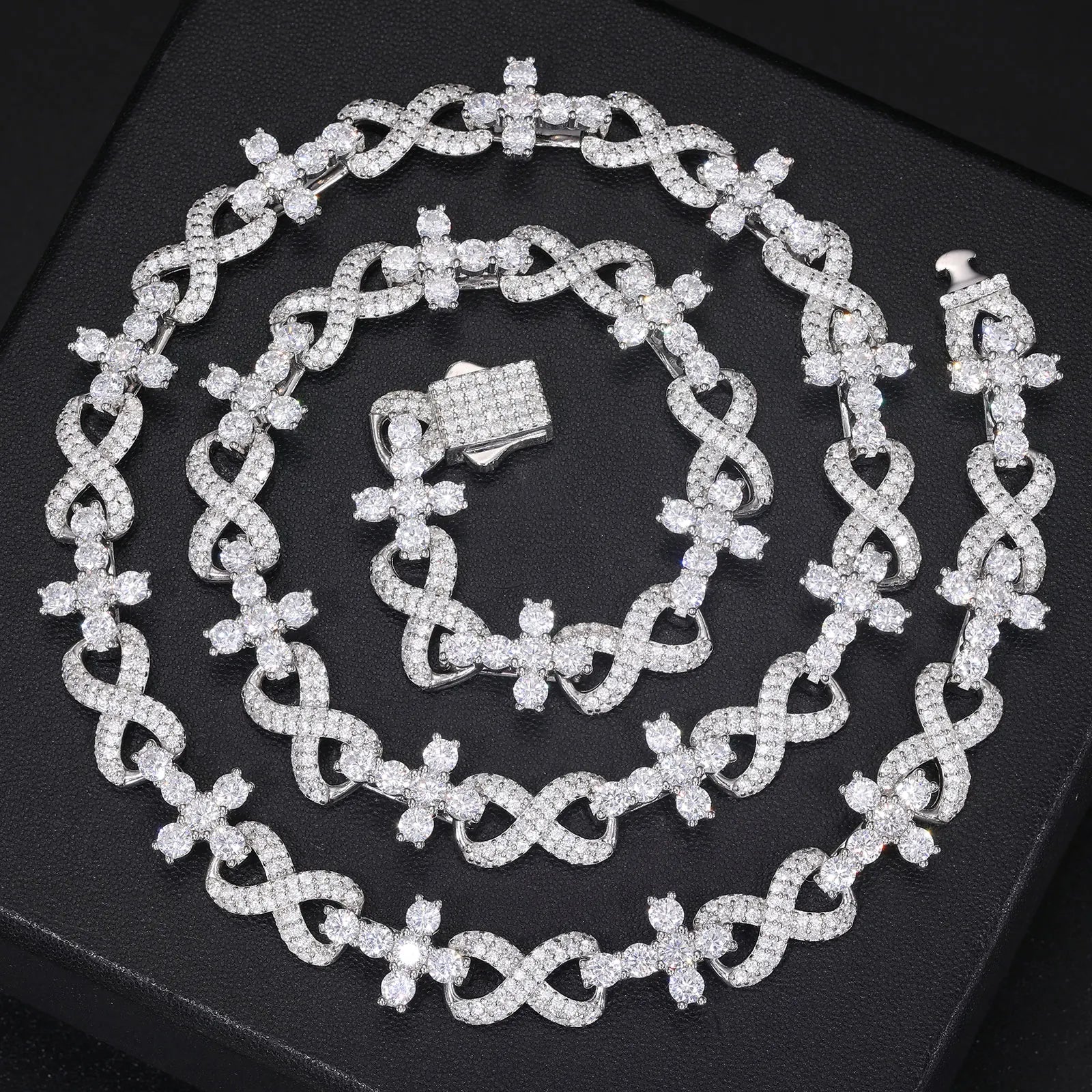 S925 Moissanite Diamond Cross / Infinity Link Chain - Different Drips