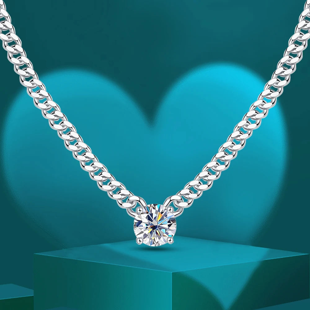 Women's S925 Round Cut Moissanite Diamond Cuban Necklace - Different Drips