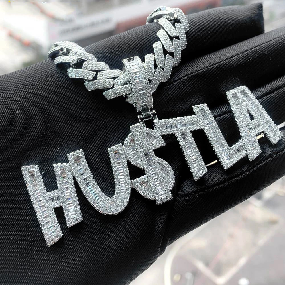 Iced Out Baguette Hustla Pendant - Different Drips