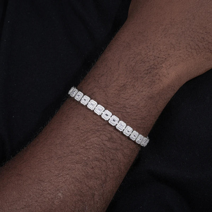 Moissanite Emerald-Cut Halo Tennis Bracelet - Different Drips