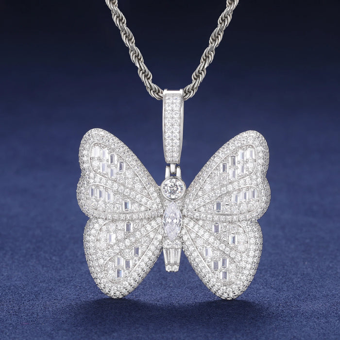 S925 Moissanite Baguette Diamond Butterfly Pendant - Different Drips