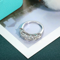 Thumbnail for Women's S925 Moissanite Round Channel Shoulders Ring. - Different Drips