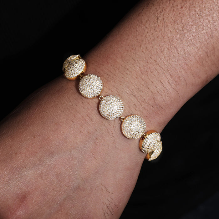 12mm S925 Moissanite Pave Round Link Bracelet - Different Drips