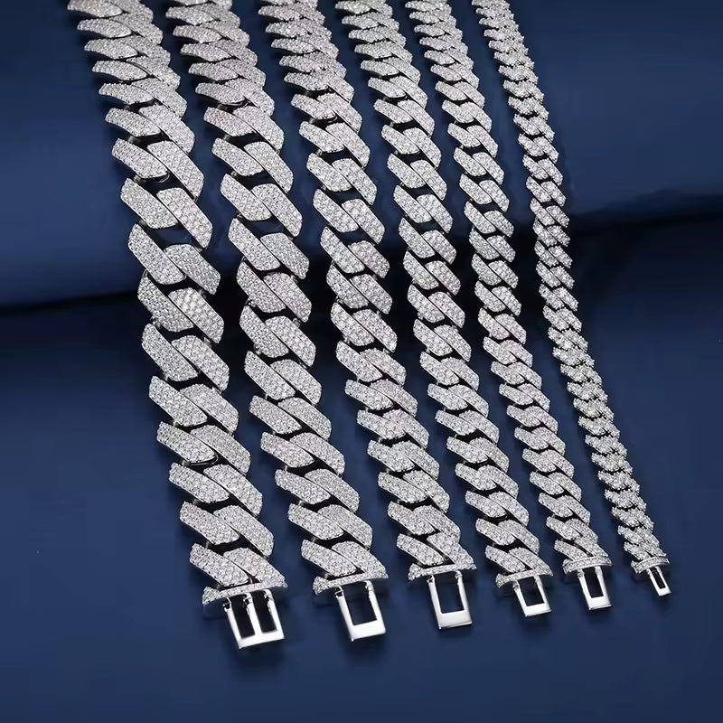 Moissanite Prong Cuban Chain 18k Gold (All Sizes) - Different Drips