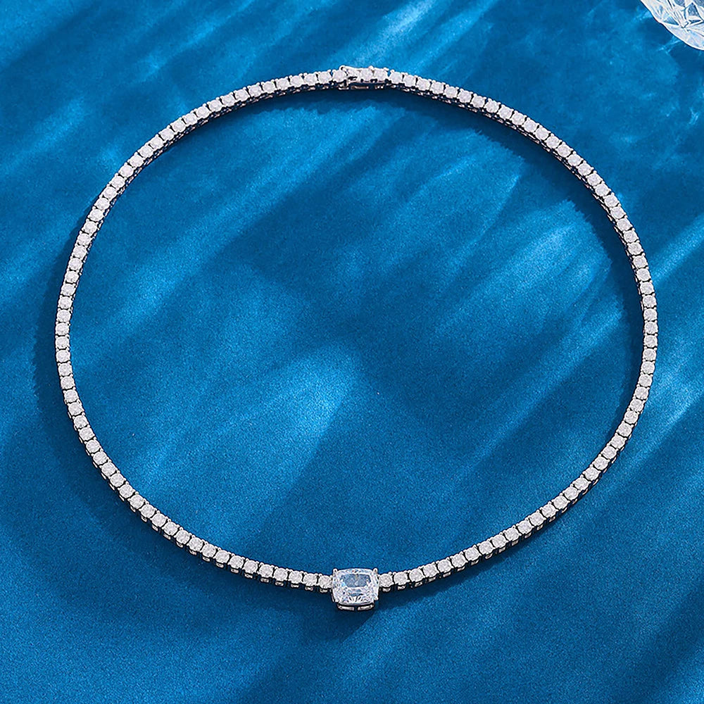 3mm Women's S925 Emerald Cut Moissanite Tennis Necklace - Different Drips