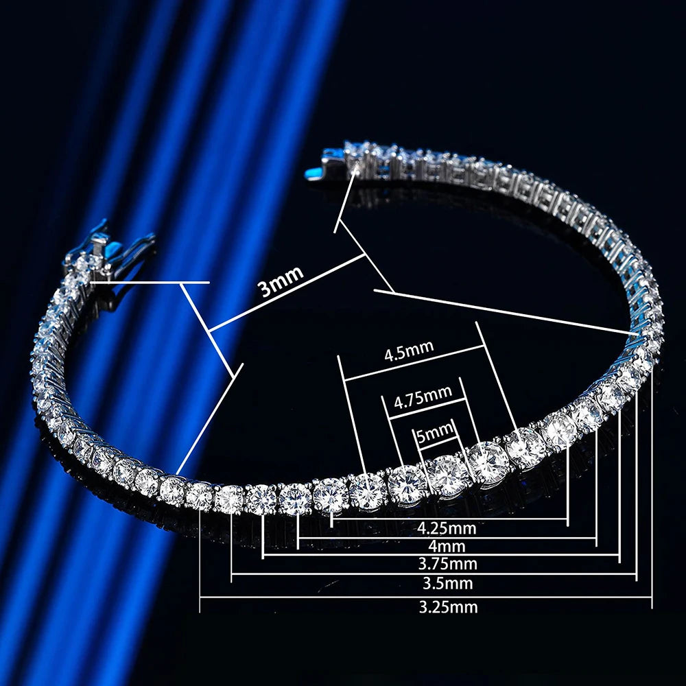 5mm Women's S925 Moissanite Curved Tennis Bracelet - Different Drips