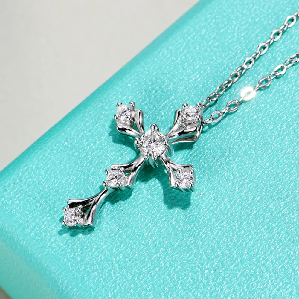 Women's S925 Moissanite Royal Cross Pendant - Different Drips