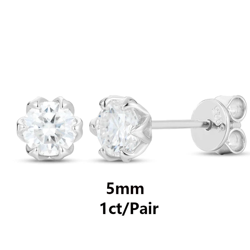S925 Moissanite Round Flower Stud Earrings - Different Drips