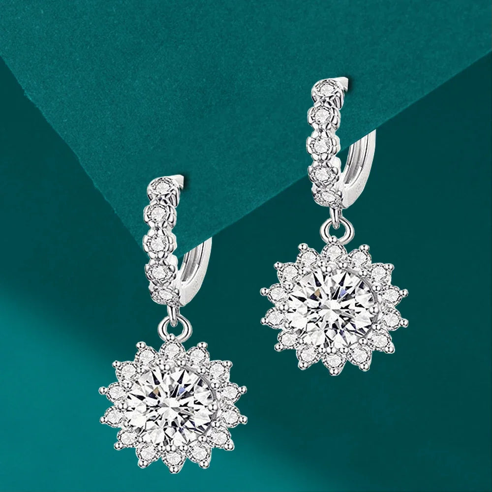 Women's S925 Moissanite Cluster Diamond Drop Earrings - Different Drips