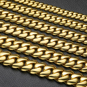 10-22mm Solid 18k Gold Plated Miami Cuban Link Chain - Different Drips