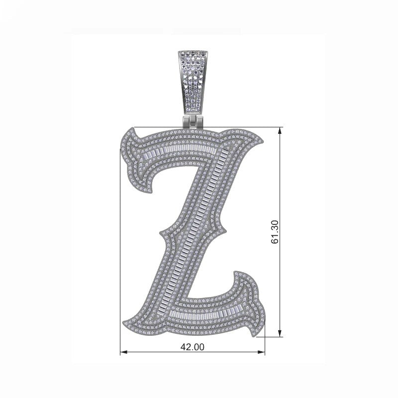 S925 Moissanite Baguette Custom Letter Pendant - Different Drips