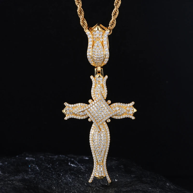 S925 Moissanite Blooming Rose Pendant - Different Drips