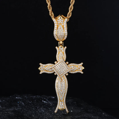 S925 Moissanite Blooming Rose Pendant - Different Drips