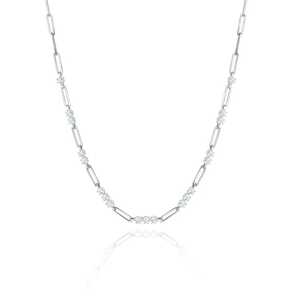 3mm Women's S925 Moissanite Diamond Paper Clip Necklace - Different Drips