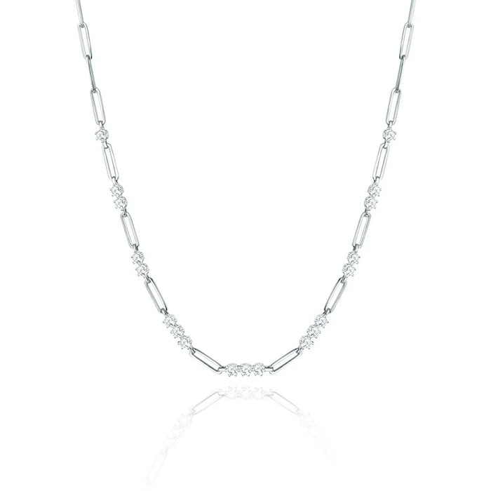 3mm Women's S925 Moissanite Diamond Paper Clip Necklace - Different Drips