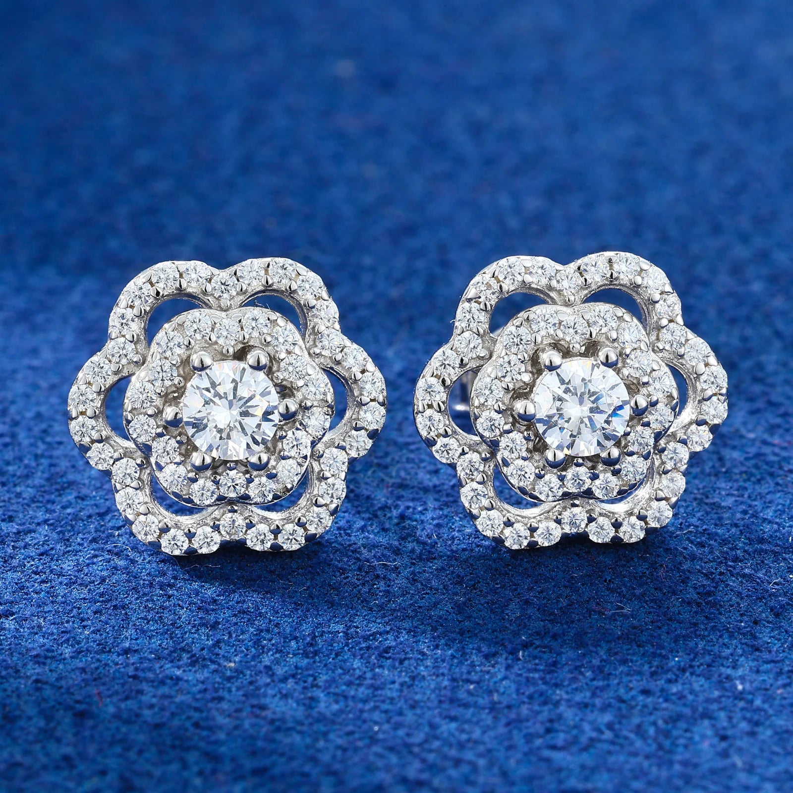 Floral Cluster Halo Stud Earrings - Different Drips