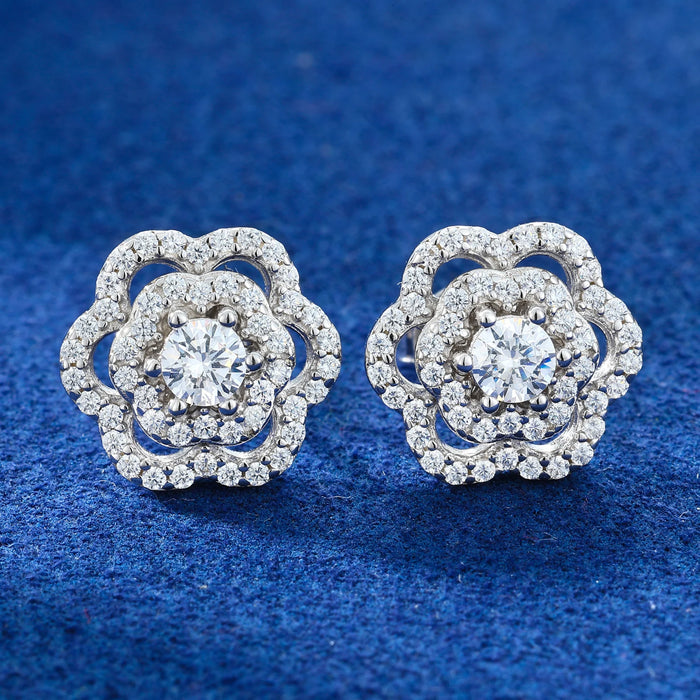 Floral Cluster Halo Stud Earrings - Different Drips
