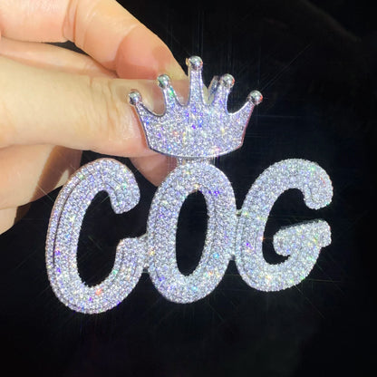 Layered Italic Crown Bail Custom Letter Pendant - Different Drips