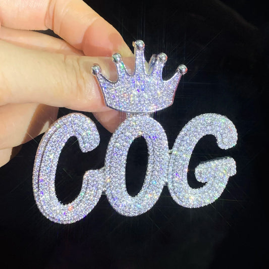 Layered Italic Crown Bail Custom Letter Pendant - Different Drips