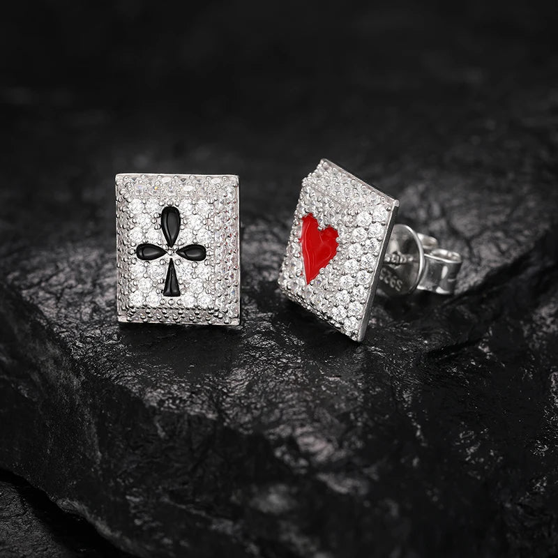 S925 Moissanite Square Poker Stud Earrings - Different Drips