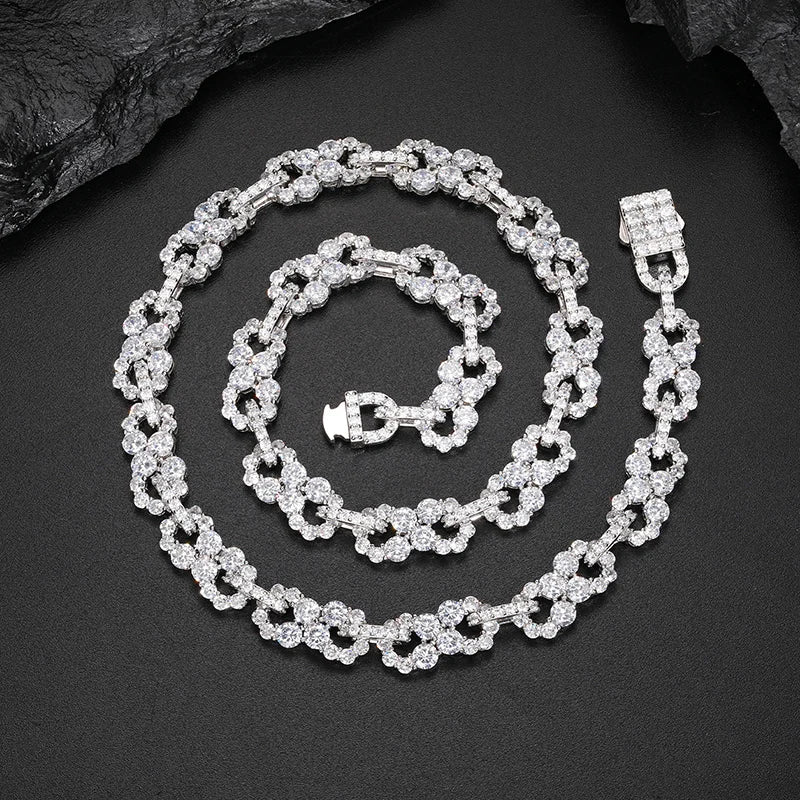 S925 Moissanite Clustered Infinity Link Chain - Different Drips