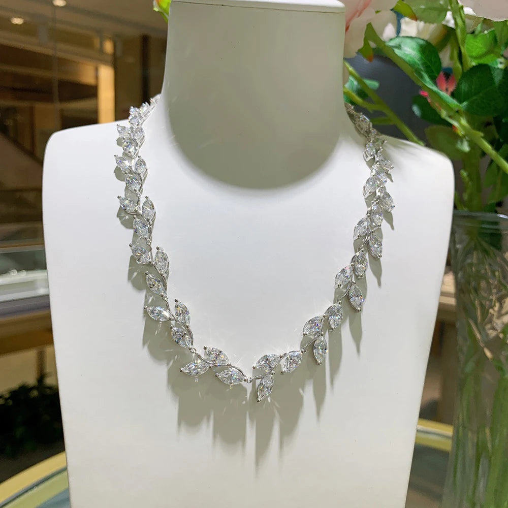 Women's S925 Leaf Cut Moissanite Tennis Necklace - Different Drips