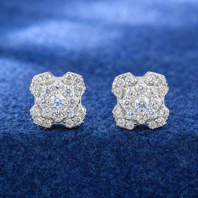 S925 Moissanite Snowburst Cluster Stud Earrings - Different Drips