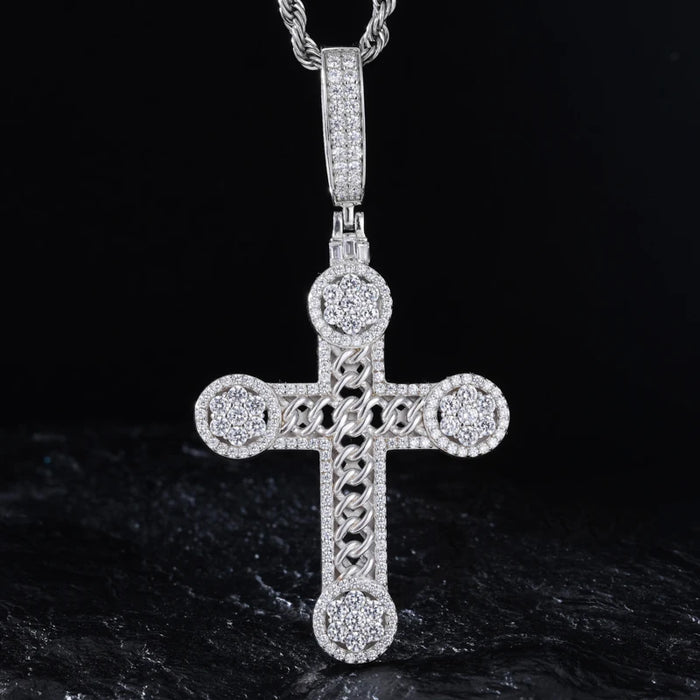 S925 Moissanite Rope Center Cross Pendant - Different Drips