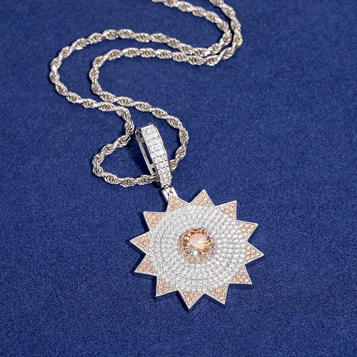 S925 Moissanite Diamond Sunburst Pendant - Different Drips