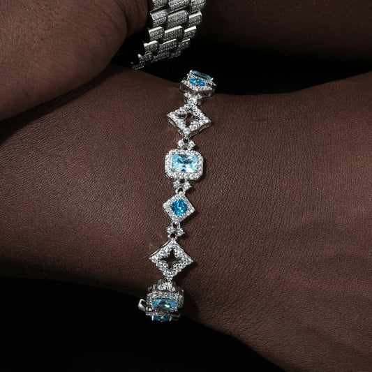 13mm Ice Blue Halo Link Bracelet - Different Drips