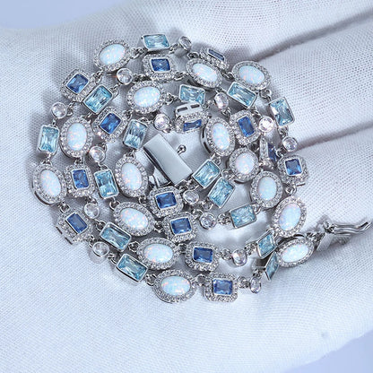 Ice Blue Opal Cluster Tennis Chain - Different Drips