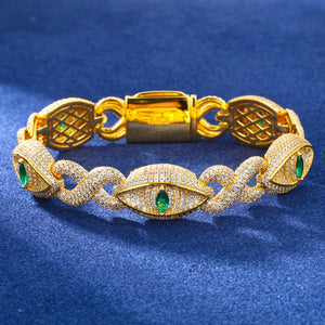 S925 Moissanite Evil Eye Cuban Link Bracelet - Different Drips