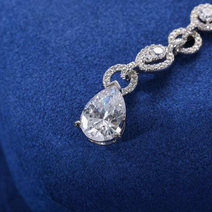 S925 Moissanite Diamond Double-Circle Link Necklace - Different Drips