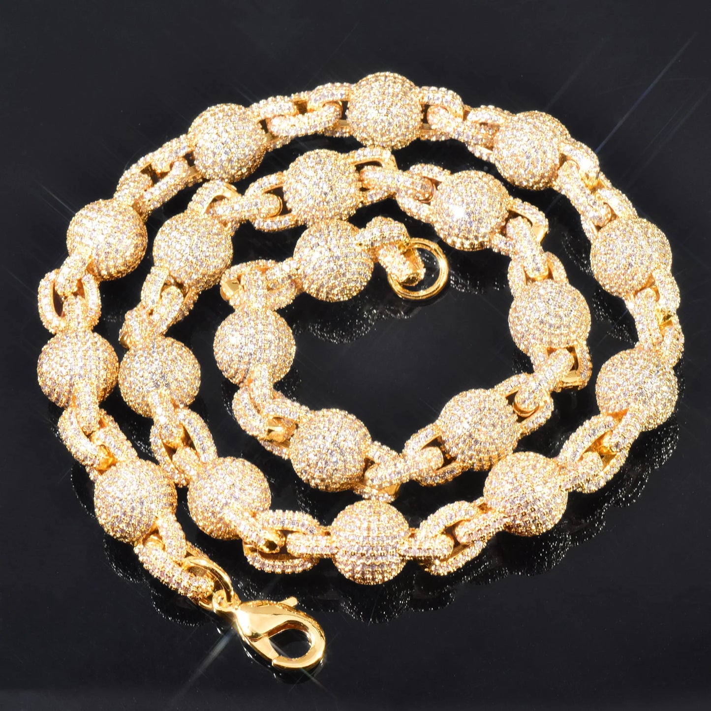 10mm Iced Ball Rolo Link Chain - Different Drips