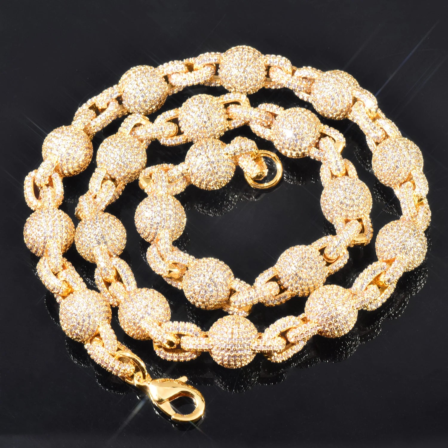 10mm Iced Ball Rolo Link Chain - Different Drips