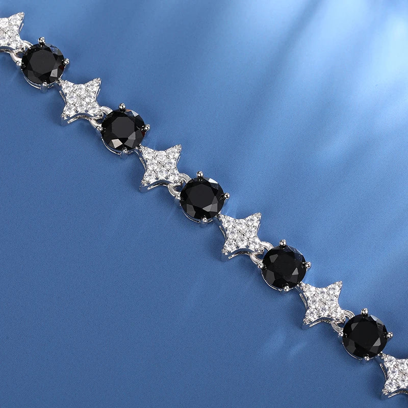 8mm S925 Black Moissanite Star Link Tennis Chain - Different Drips