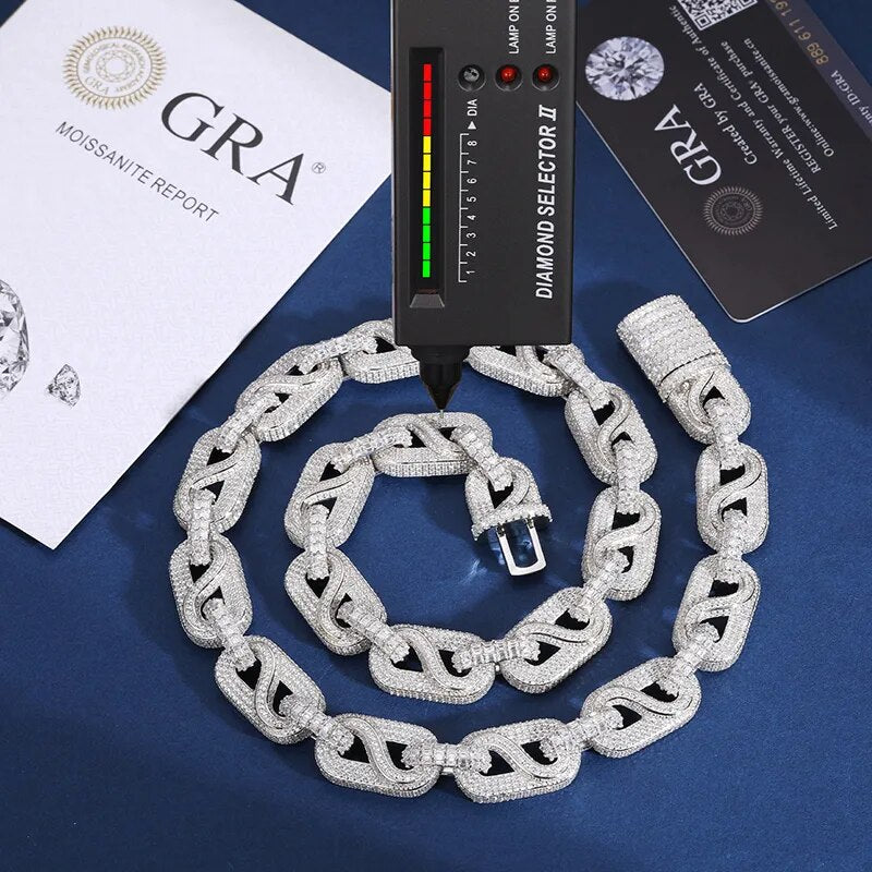 14mm S925 Moissanite Infinity Mariner Link Chain - Different Drips