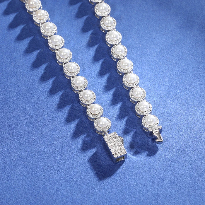 6mm S925 Moissanite Pearl Round Tennis Chain - Different Drips