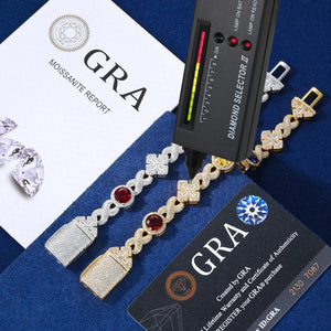 Infinity-Link Bracelet with Canary & Sapphire-Blue Rounds, Cross Center - Different Drips