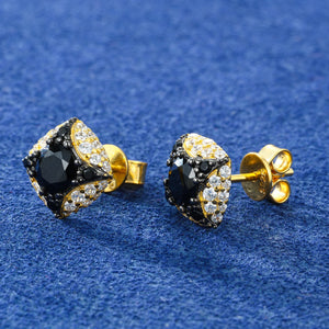Black & White Pavé Cushion Stud Earrings - Different Drips