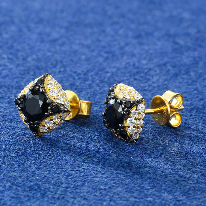 Black & White Pavé Cushion Stud Earrings - Different Drips