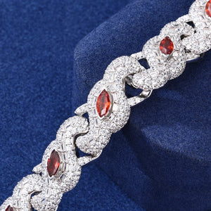 925 Sterling Silver Iced Out Moissanite Red Crimson Eye Design Bracelet - Different Drips