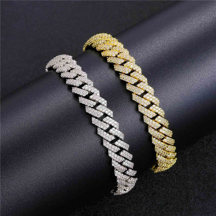 10mm Iced Out Cuban Prong Bracelet - Different Drips