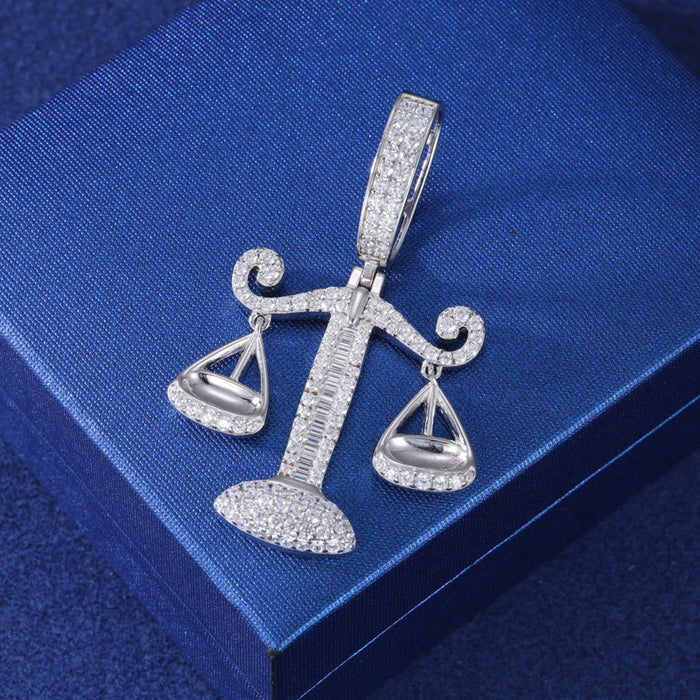 S925 Moissanite Baguette Diamond Justice Scale Pendant - Different Drips
