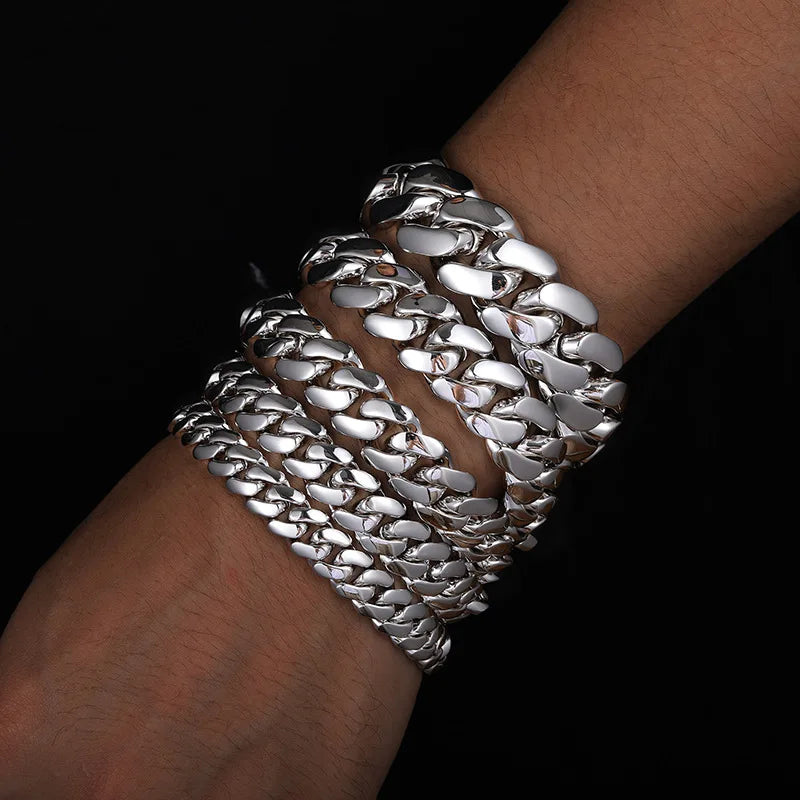 10mm-20mm Solid Iced Clasp Miami Cuban Bracelet - Different Drips