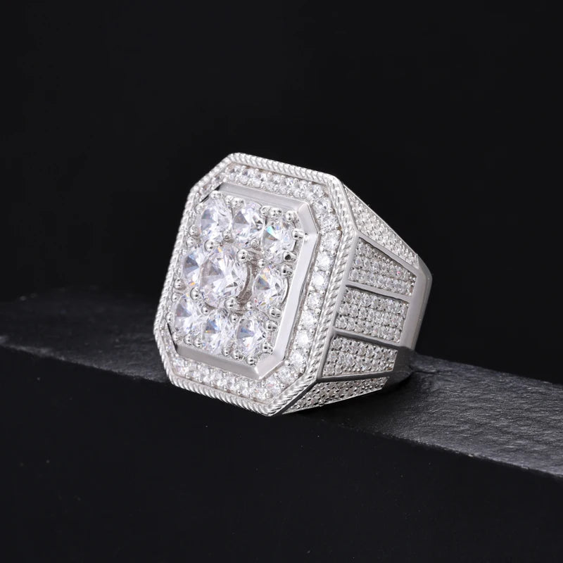 S925 Moissanite Diamond Signet Ring - Different Drips